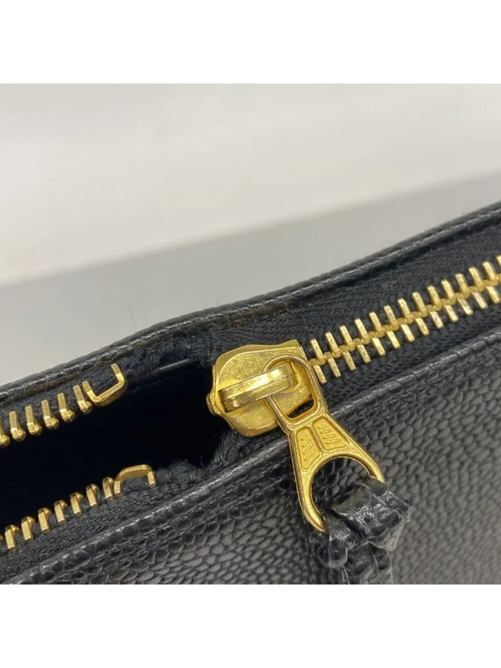 Chanel Shoulder Bag Caviar Leather Black Gold